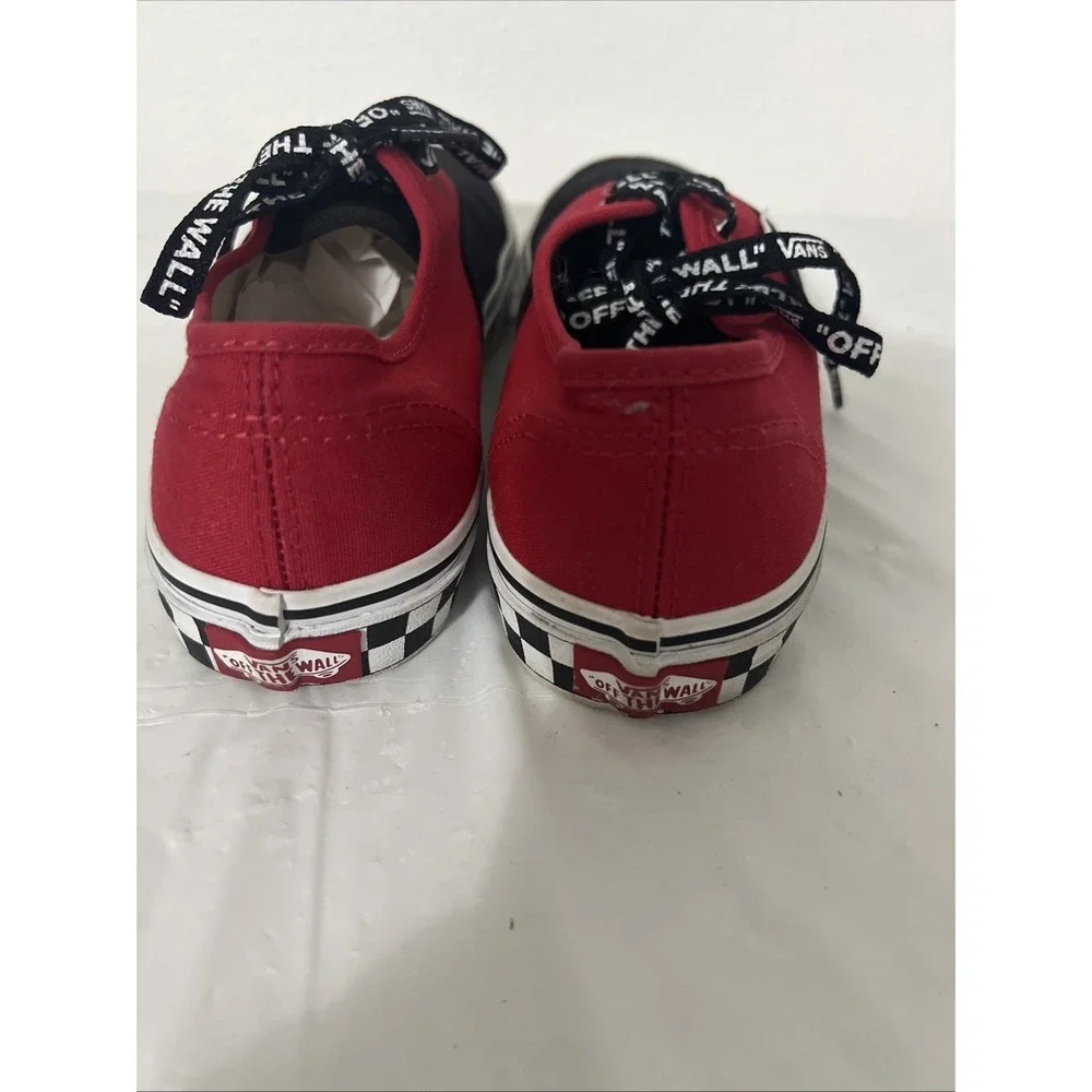 VANS Unisex Kids Logo Pop Canvas Low Top Sneakers Lace Up US 5 Red Black Checker